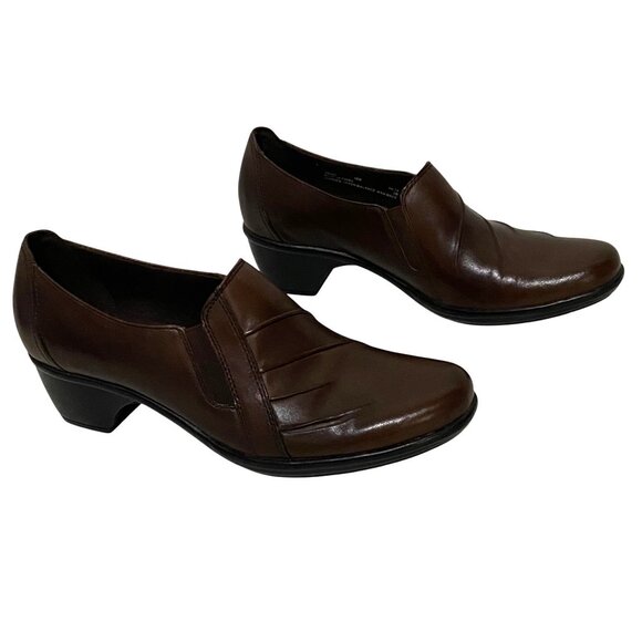 Clarks Partridge Slip On Shoe Womens Size 10 Brown Dark Academia Preppy Business - Picture 2 of 9